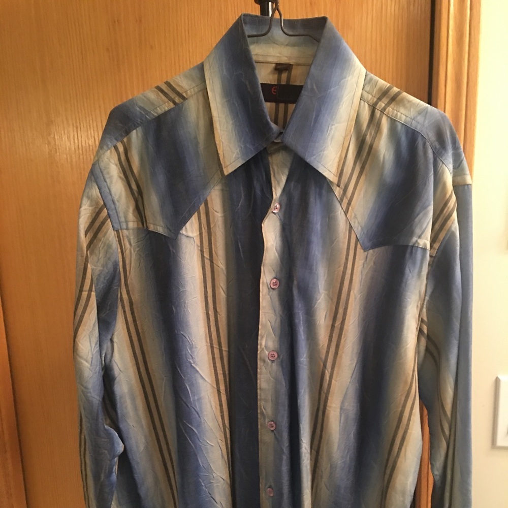 ECCOLO LINE Long Sleeve Shirt.  Wrinkle Design, Medium